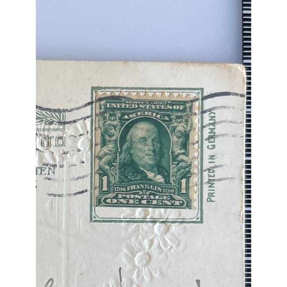 Antique 1909 Ephemera Litho Postcard Embossed Easter Peace Lilies Religious SEE - Picture 4 of 5